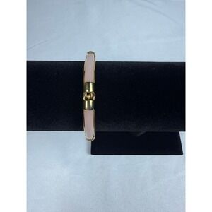 Talbots Pink Enamel Gold Tone Hinged Bangle Bracelet Classic Preppy Accessory